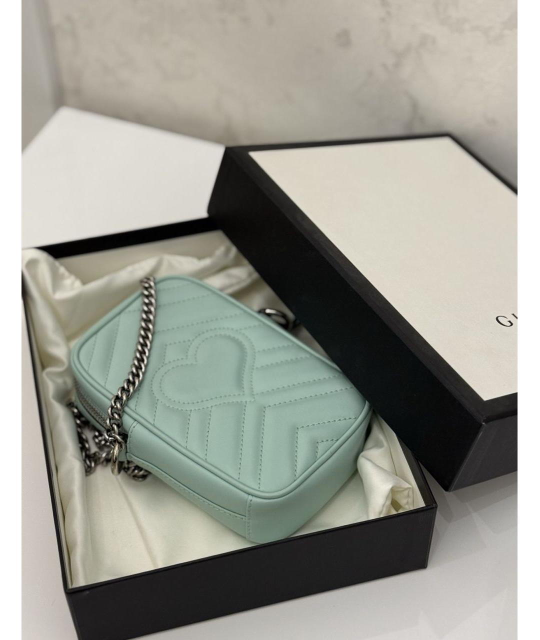 GUCCI Бирюзовая кожаная поясная сумка, фото 2