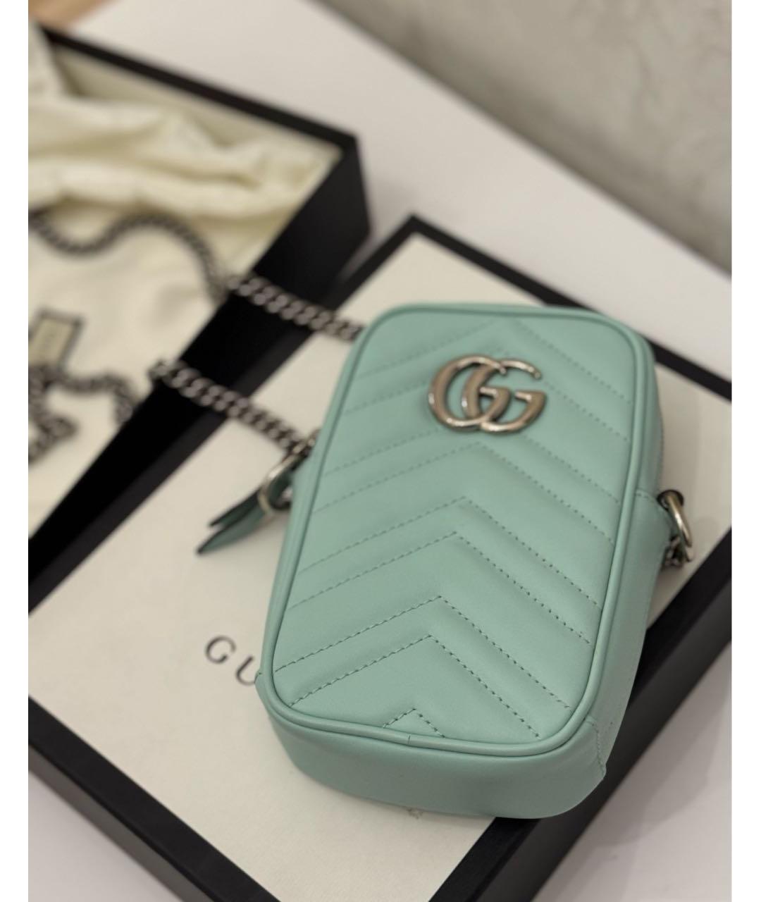 GUCCI Бирюзовая кожаная поясная сумка, фото 4