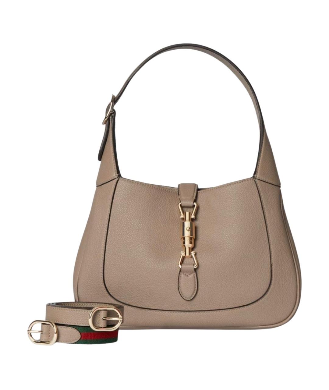 GUCCI Бежевая кожаная сумка с короткими ручками, фото 9