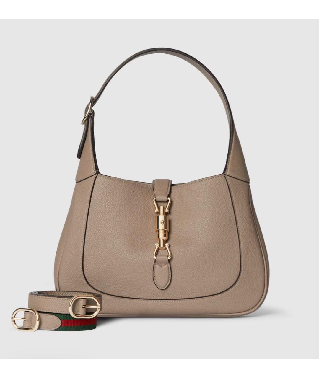 GUCCI Бежевая кожаная сумка с короткими ручками, фото 8