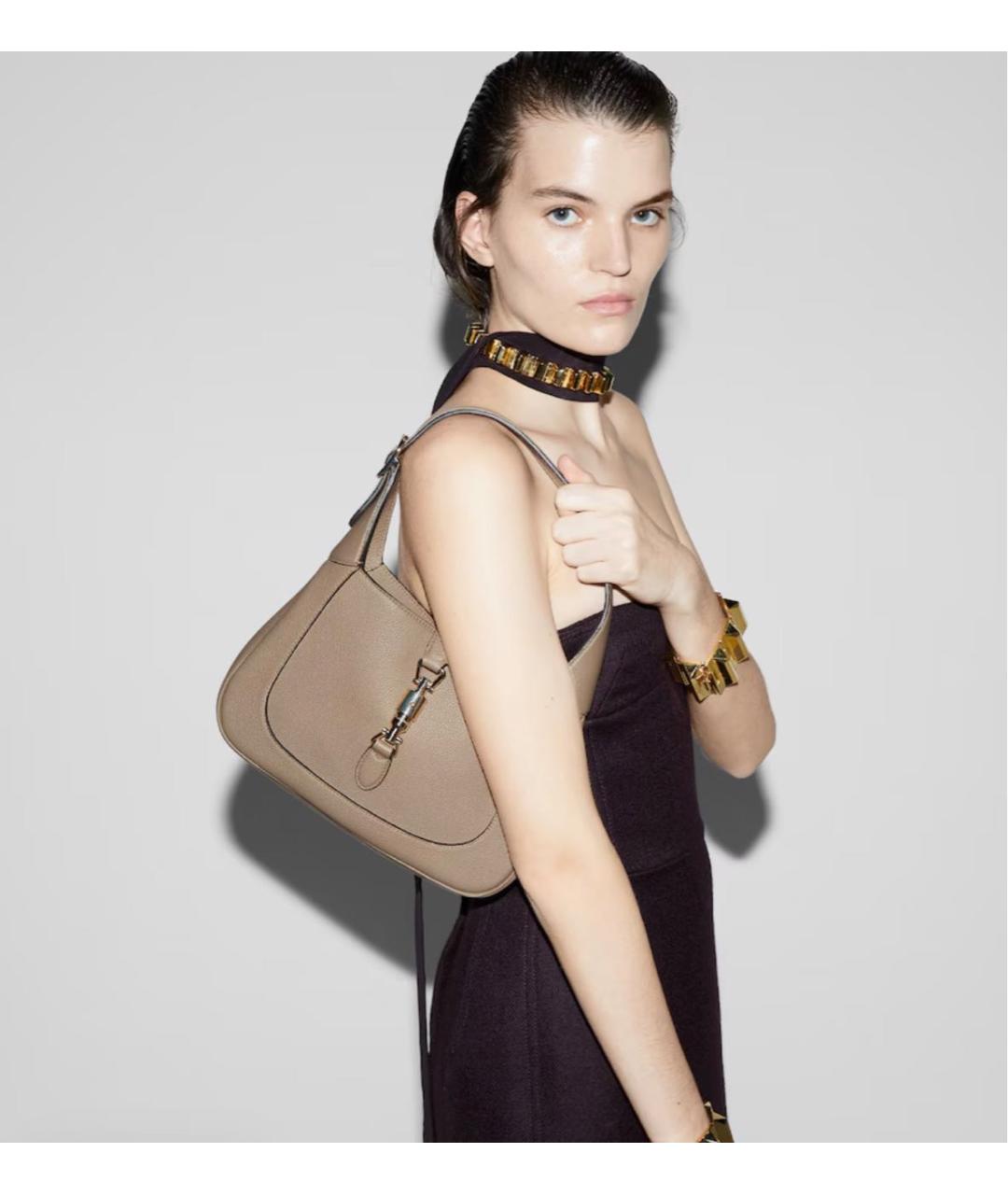 GUCCI Бежевая кожаная сумка с короткими ручками, фото 4