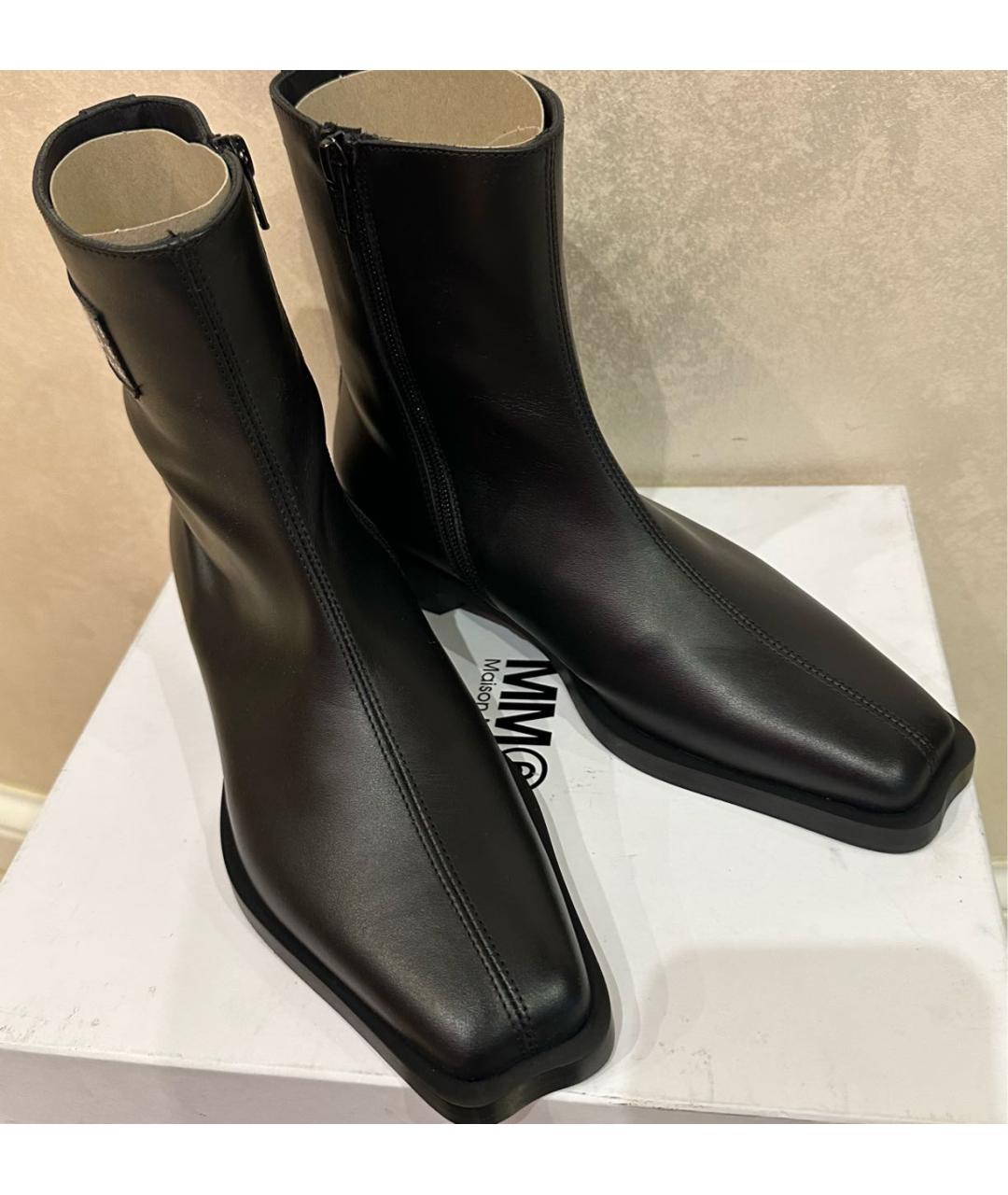 MM6 MAISON MARGIELA Черные кожаные полусапоги, фото 5