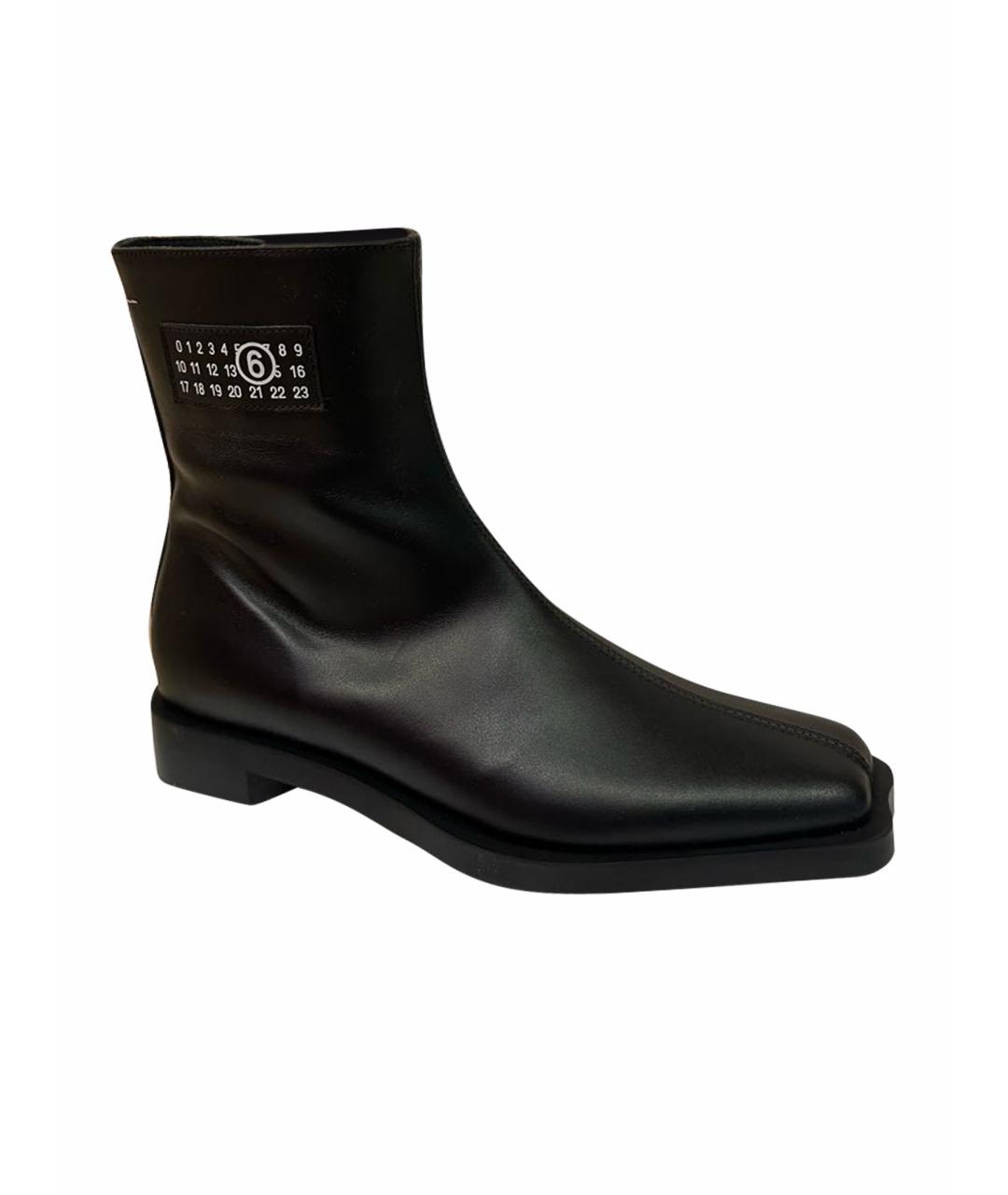 MM6 MAISON MARGIELA Черные кожаные полусапоги, фото 1