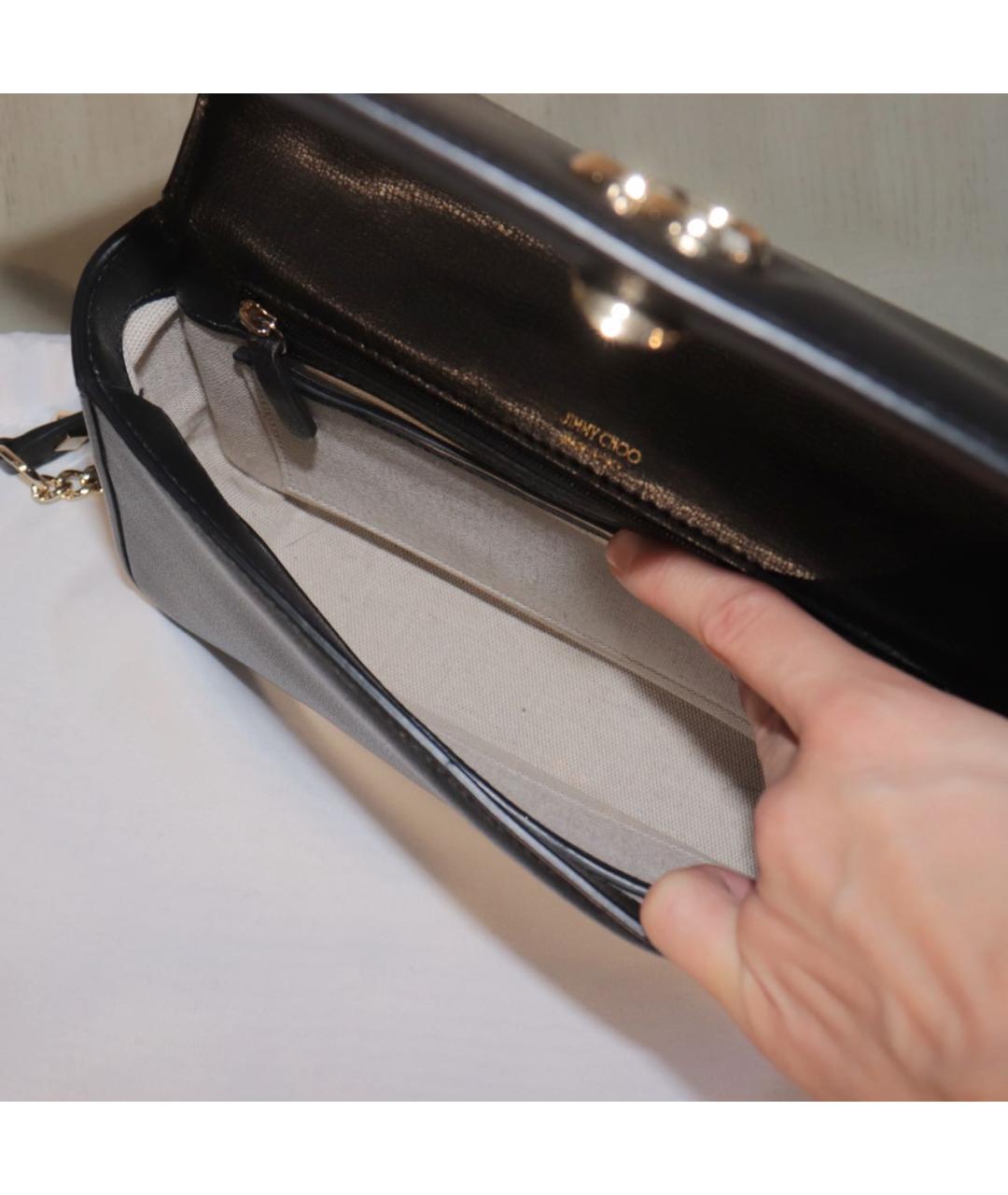 JIMMY CHOO Черная кожаная сумка через плечо, фото 4