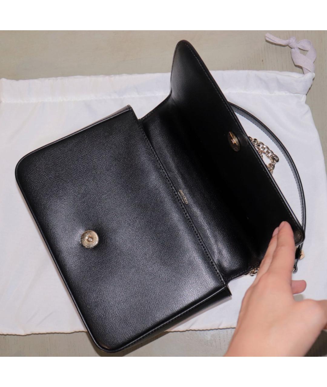 JIMMY CHOO Черная кожаная сумка через плечо, фото 3