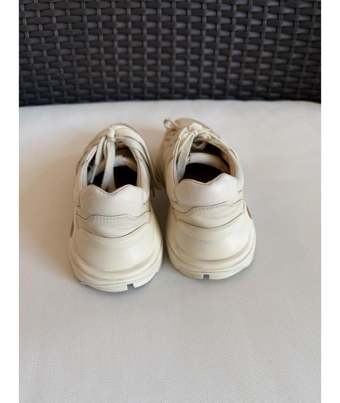 GUCCI Бежевые кожаные кроссовки, фото 4