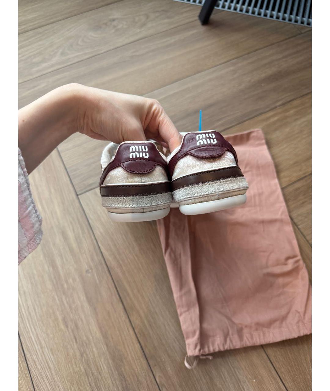 MIU MIU Белые кожаные кроссовки, фото 7