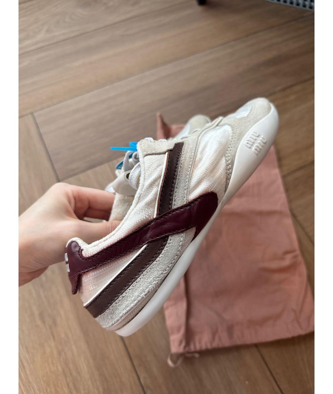 MIU MIU Белые кожаные кроссовки, фото 6