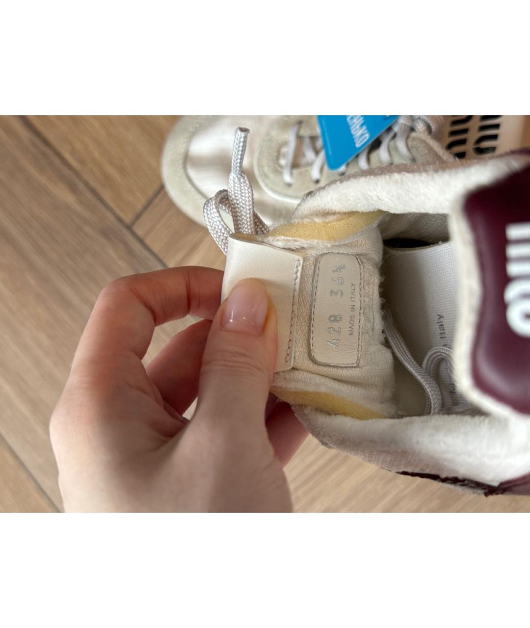 MIU MIU Белые кожаные кроссовки, фото 5