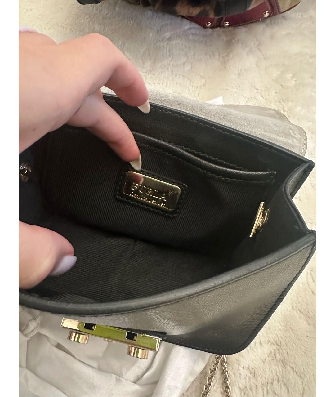 FURLA Серебряная кожаная сумка через плечо, фото 4