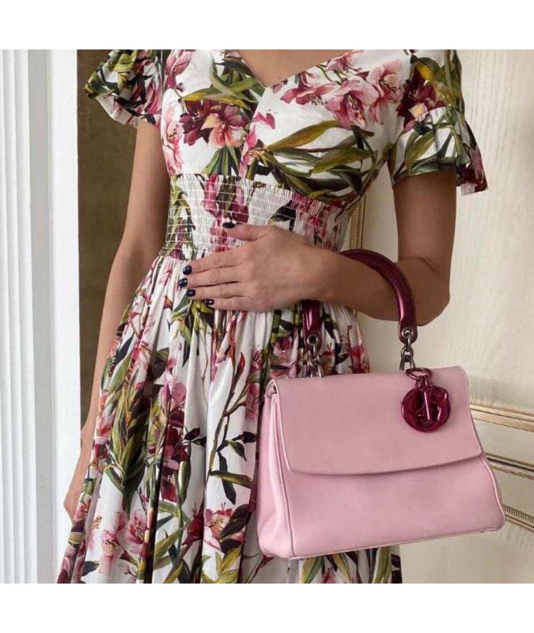 CHRISTIAN DIOR Розовая кожаная сумка с короткими ручками, фото 6