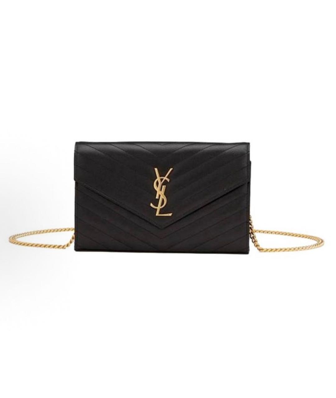 SAINT LAURENT Черная кожаная сумка через плечо, фото 6