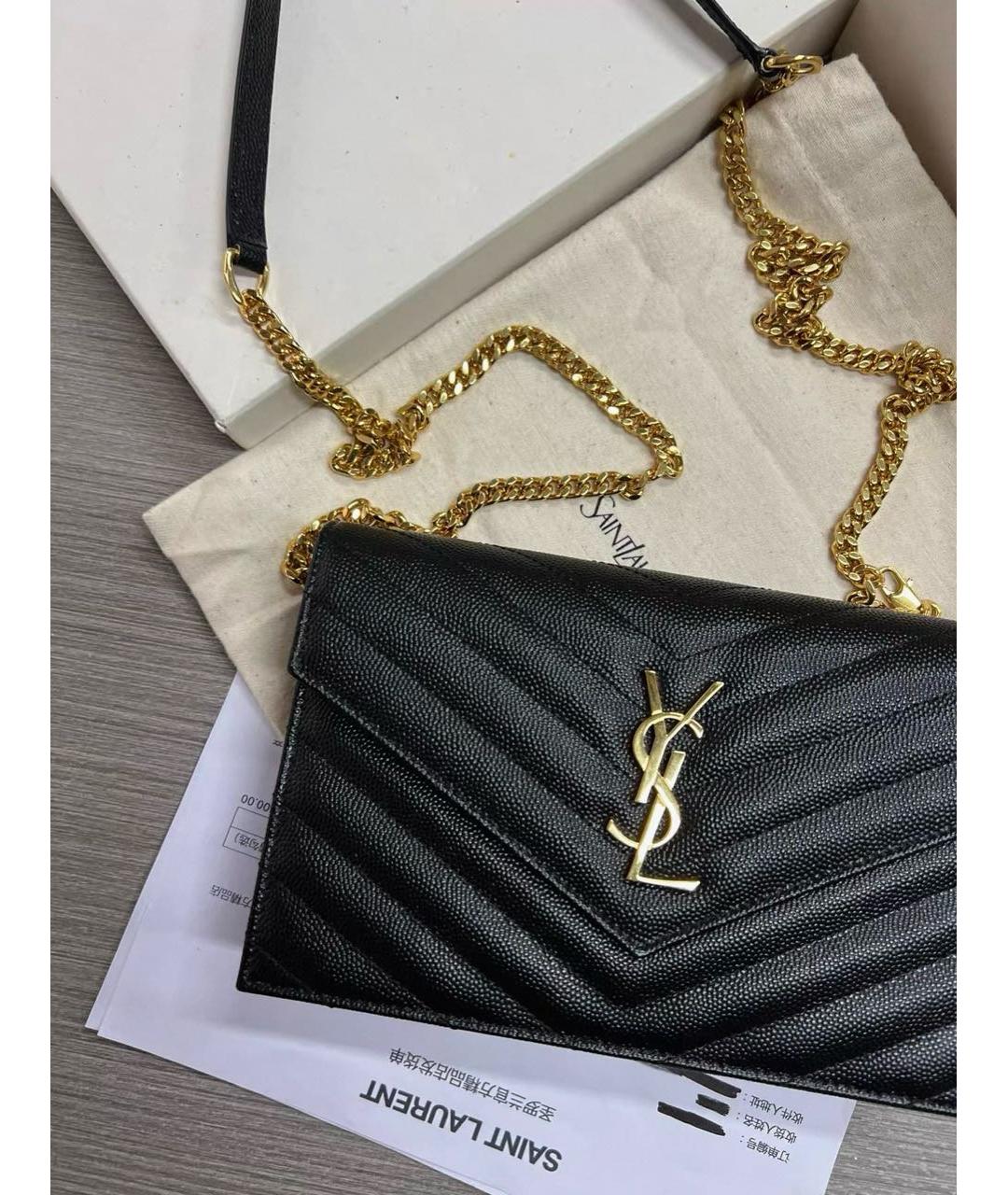 SAINT LAURENT Черная кожаная сумка через плечо, фото 3