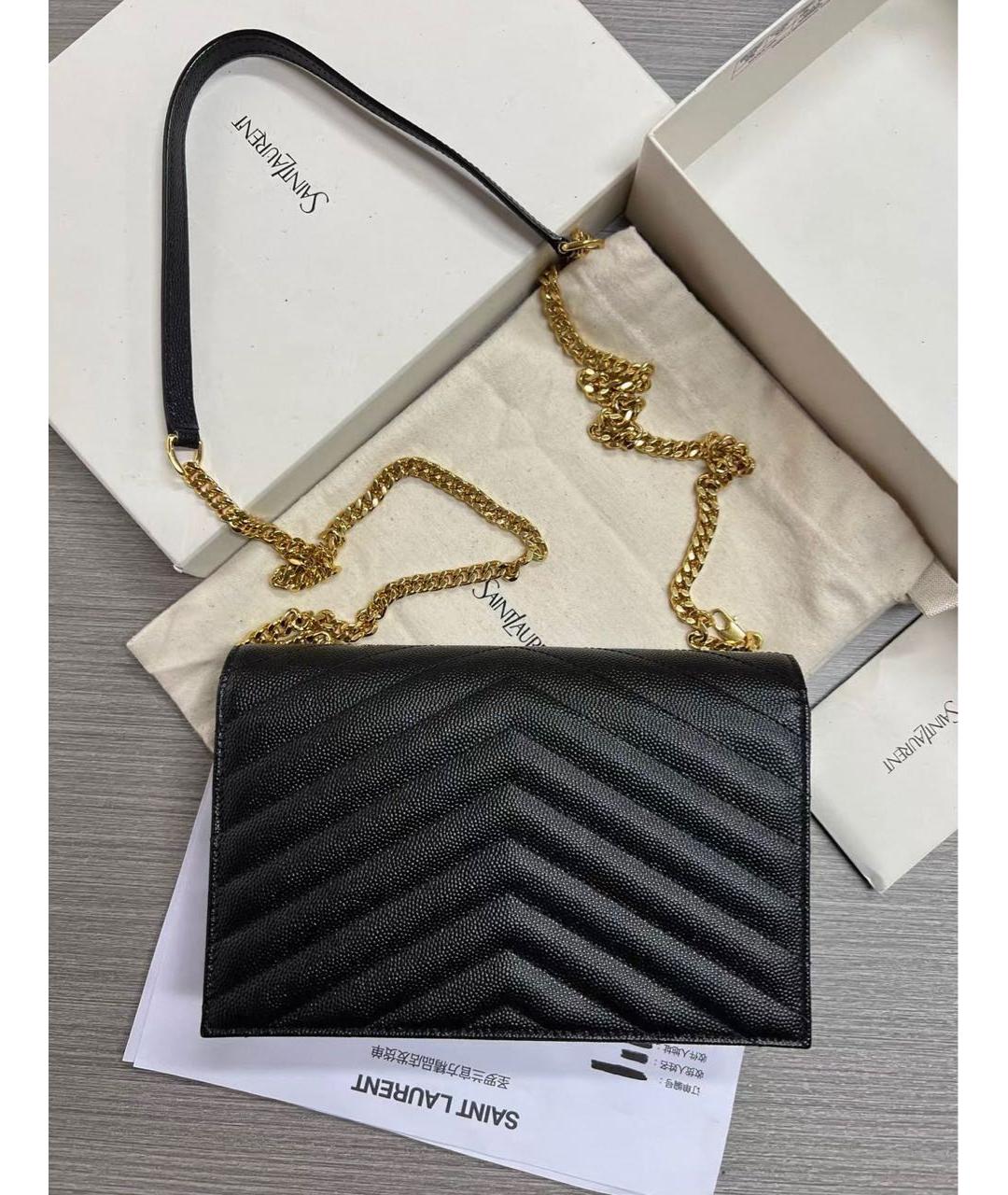 SAINT LAURENT Черная кожаная сумка через плечо, фото 5