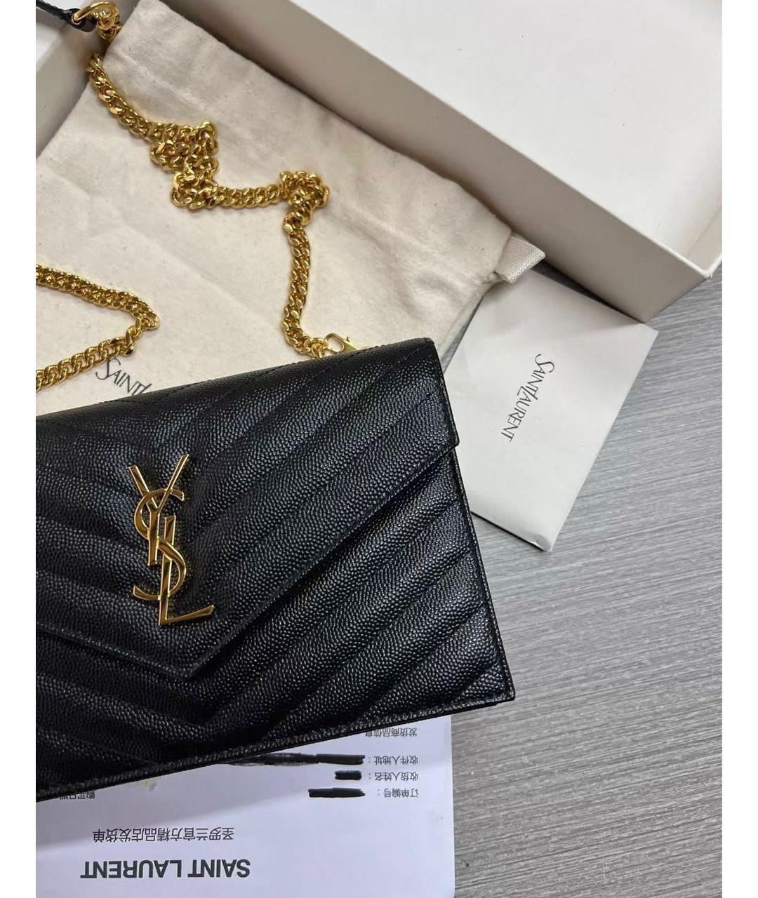 SAINT LAURENT Черная кожаная сумка через плечо, фото 4