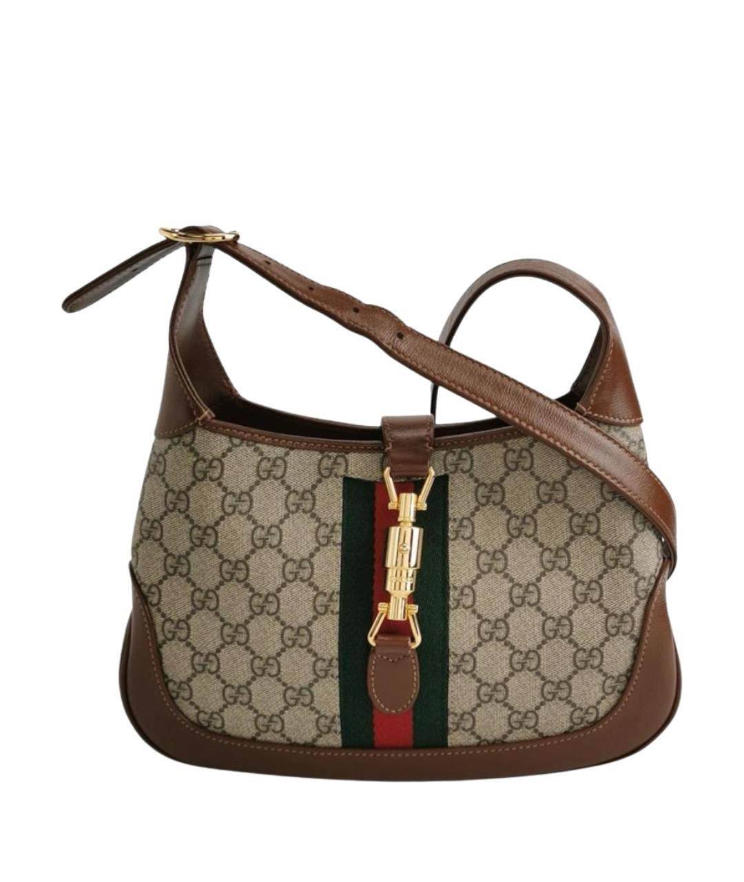 GUCCI Коричневая кожаная сумка с короткими ручками, фото 1