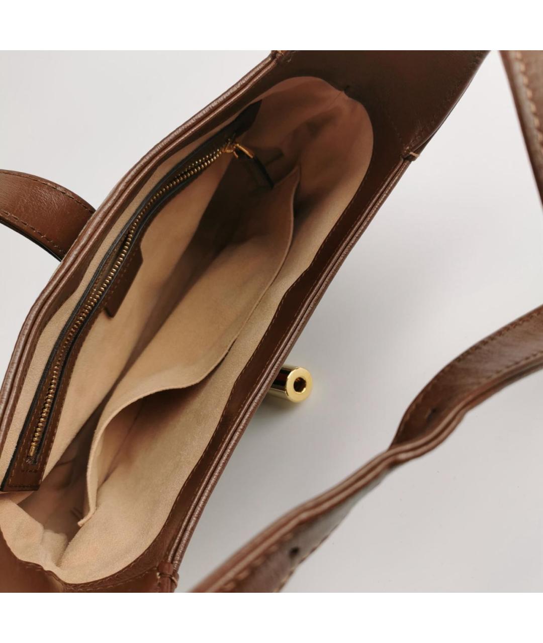 GUCCI Коричневая кожаная сумка с короткими ручками, фото 6