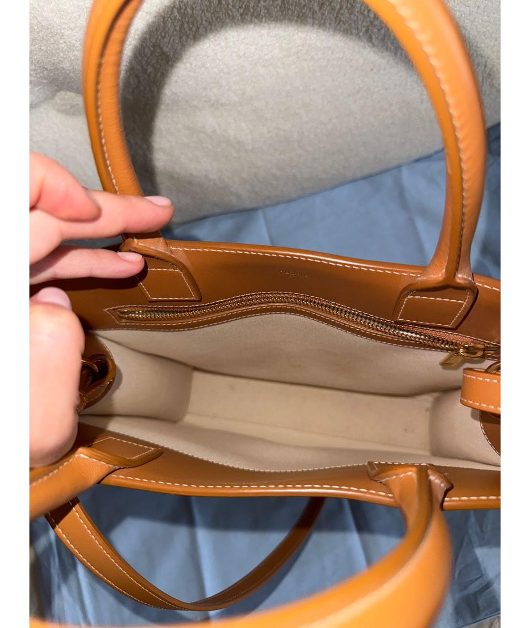 CELINE Коричневая кожаная сумка через плечо, фото 4