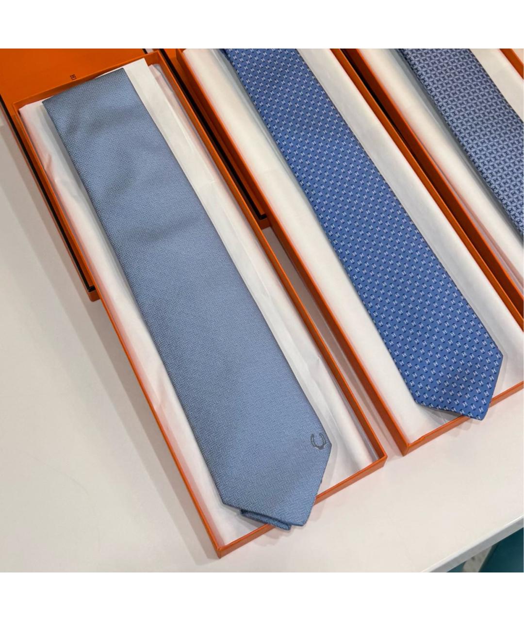 HERMES Голубой галстук, фото 5