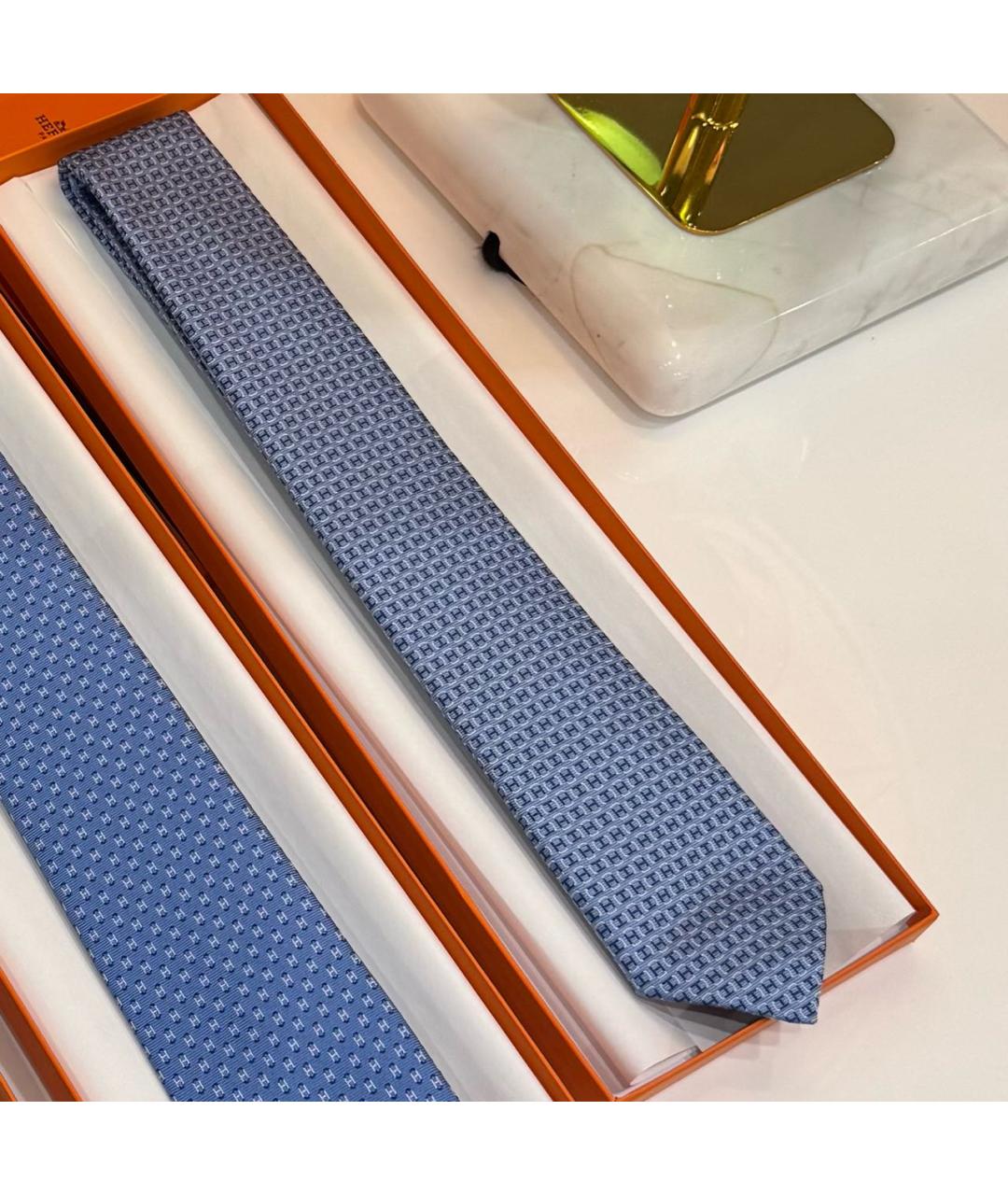 HERMES Голубой галстук, фото 3