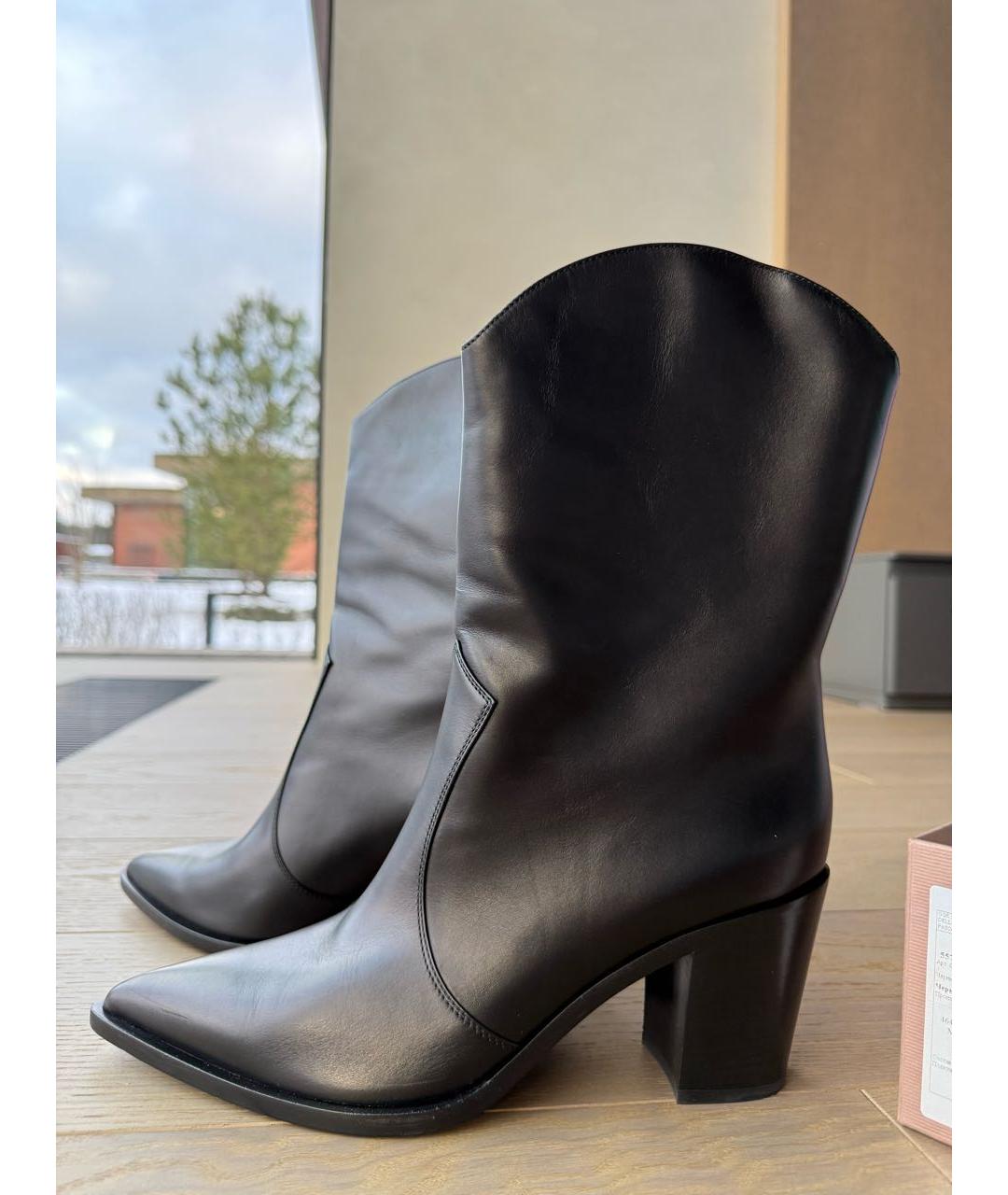 GIANVITO ROSSI Черные кожаные сапоги, фото 2