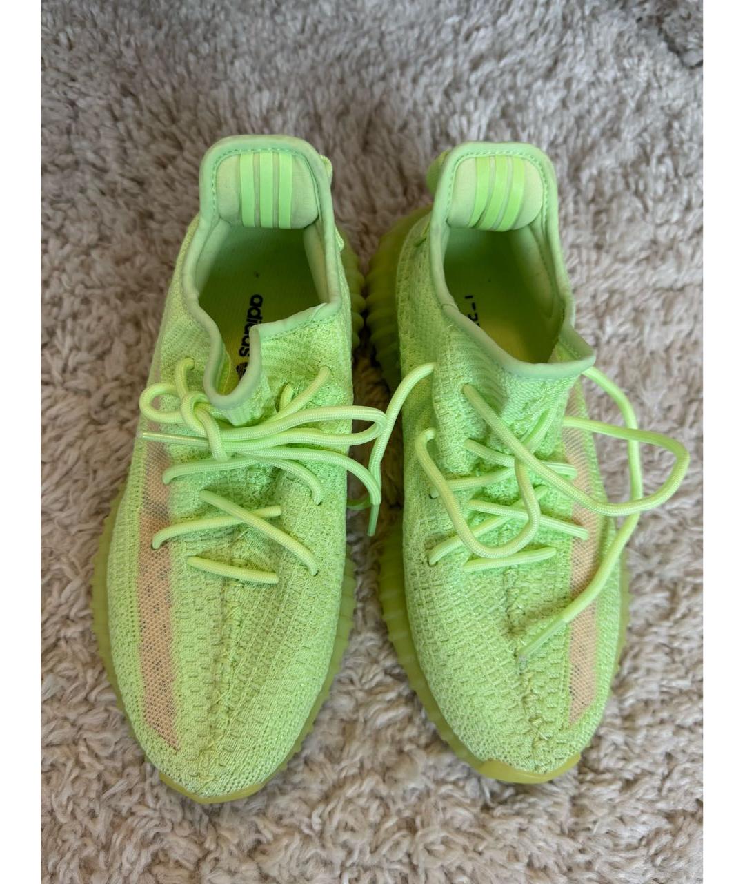 ADIDAS YEEZY Салатовые текстильные кроссовки, фото 2