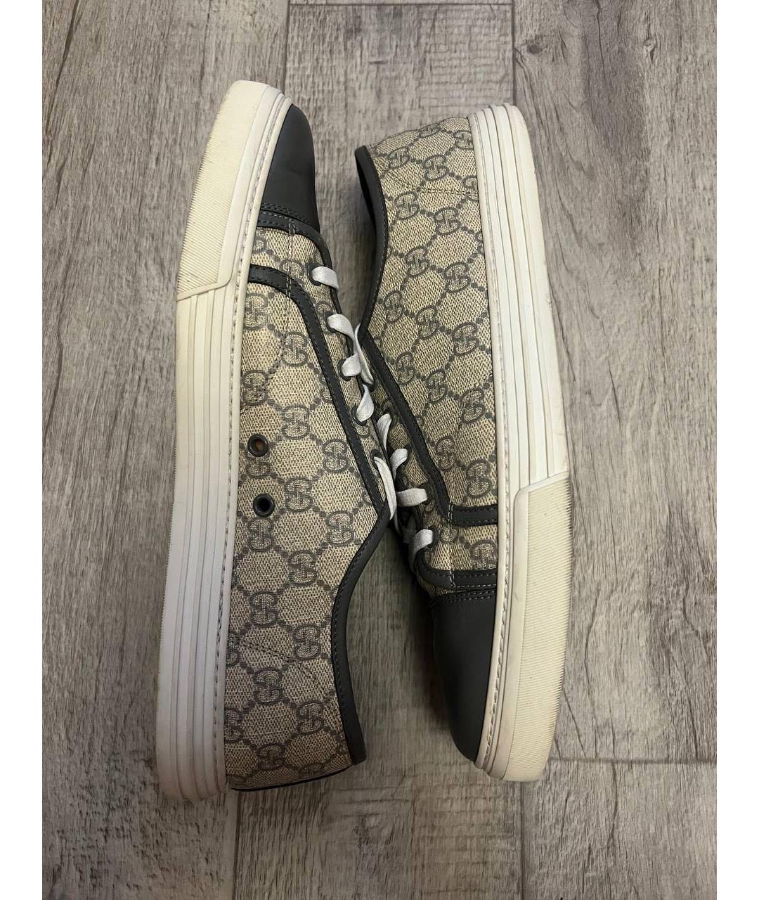 GUCCI Бежевые текстильные низкие кроссовки / кеды, фото 9