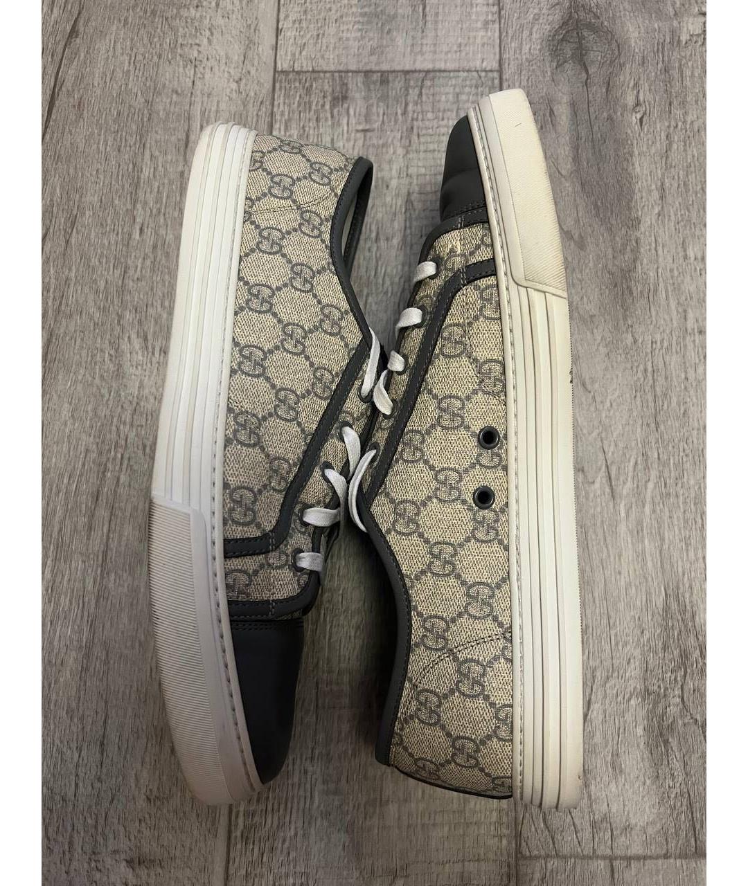 GUCCI Бежевые текстильные низкие кроссовки / кеды, фото 4