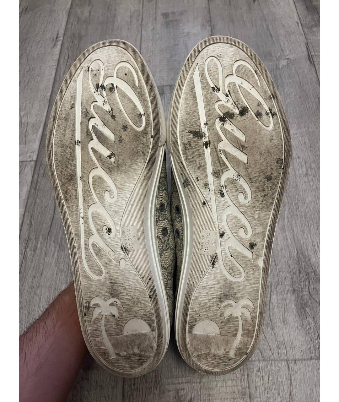 GUCCI Бежевые текстильные низкие кроссовки / кеды, фото 6