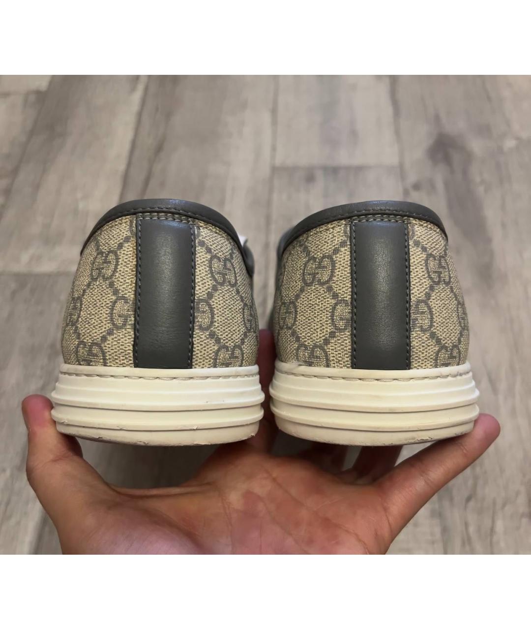 GUCCI Бежевые текстильные низкие кроссовки / кеды, фото 5