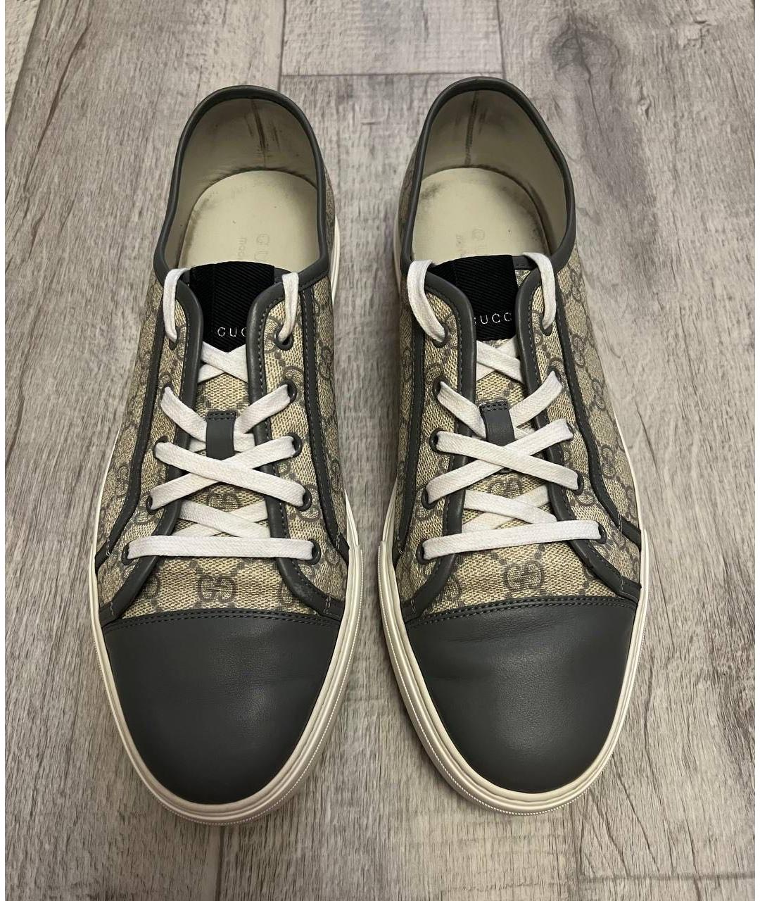GUCCI Бежевые текстильные низкие кроссовки / кеды, фото 3