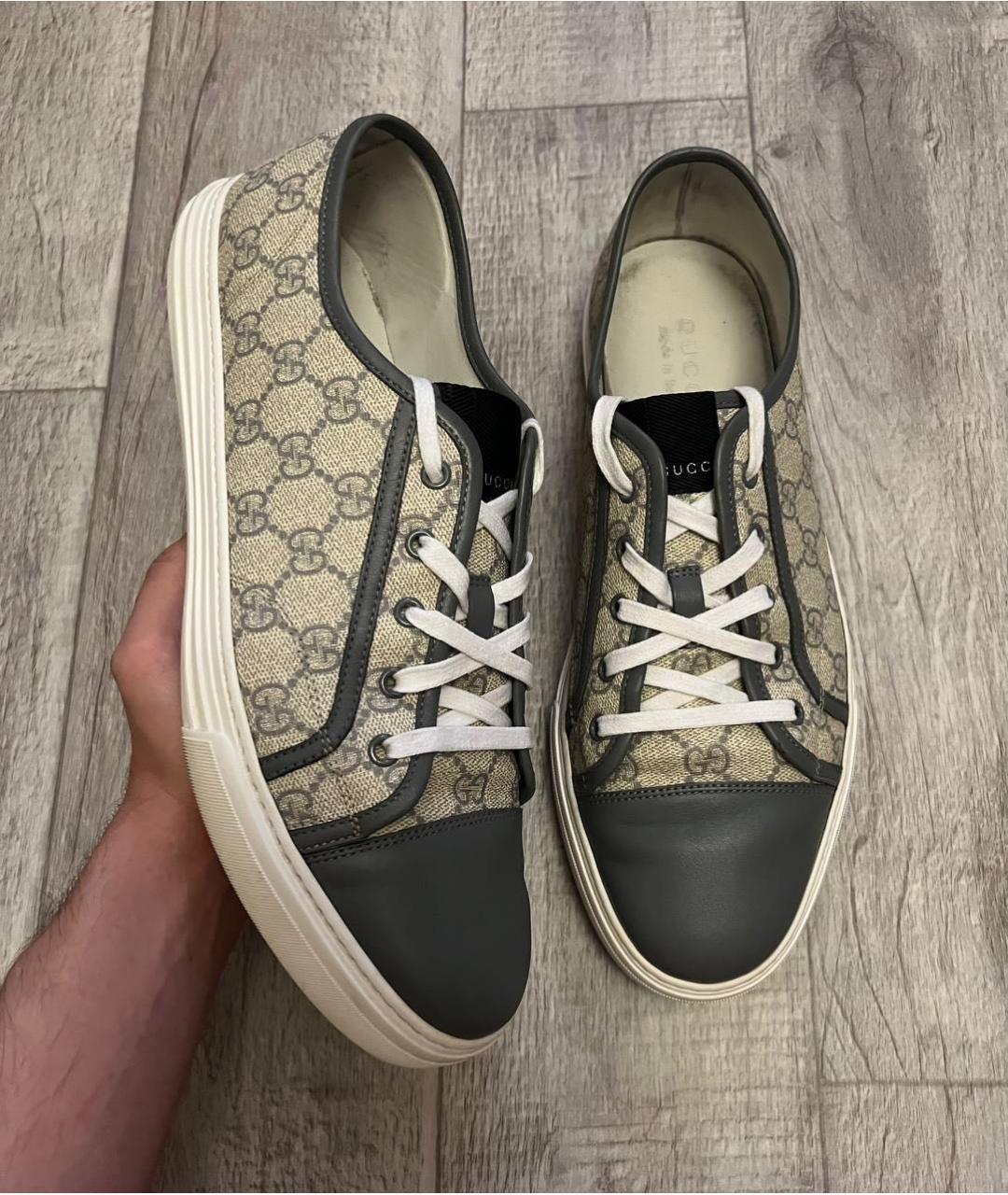 GUCCI Бежевые текстильные низкие кроссовки / кеды, фото 2