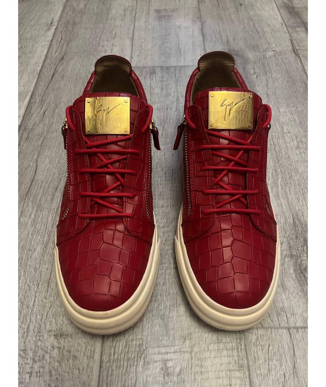 GIUSEPPE ZANOTTI DESIGN Красные кожаные низкие кроссовки / кеды, фото 4