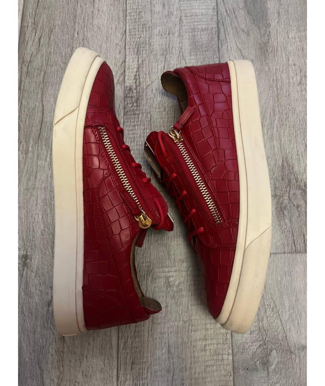 GIUSEPPE ZANOTTI DESIGN Красные кожаные низкие кроссовки / кеды, фото 5