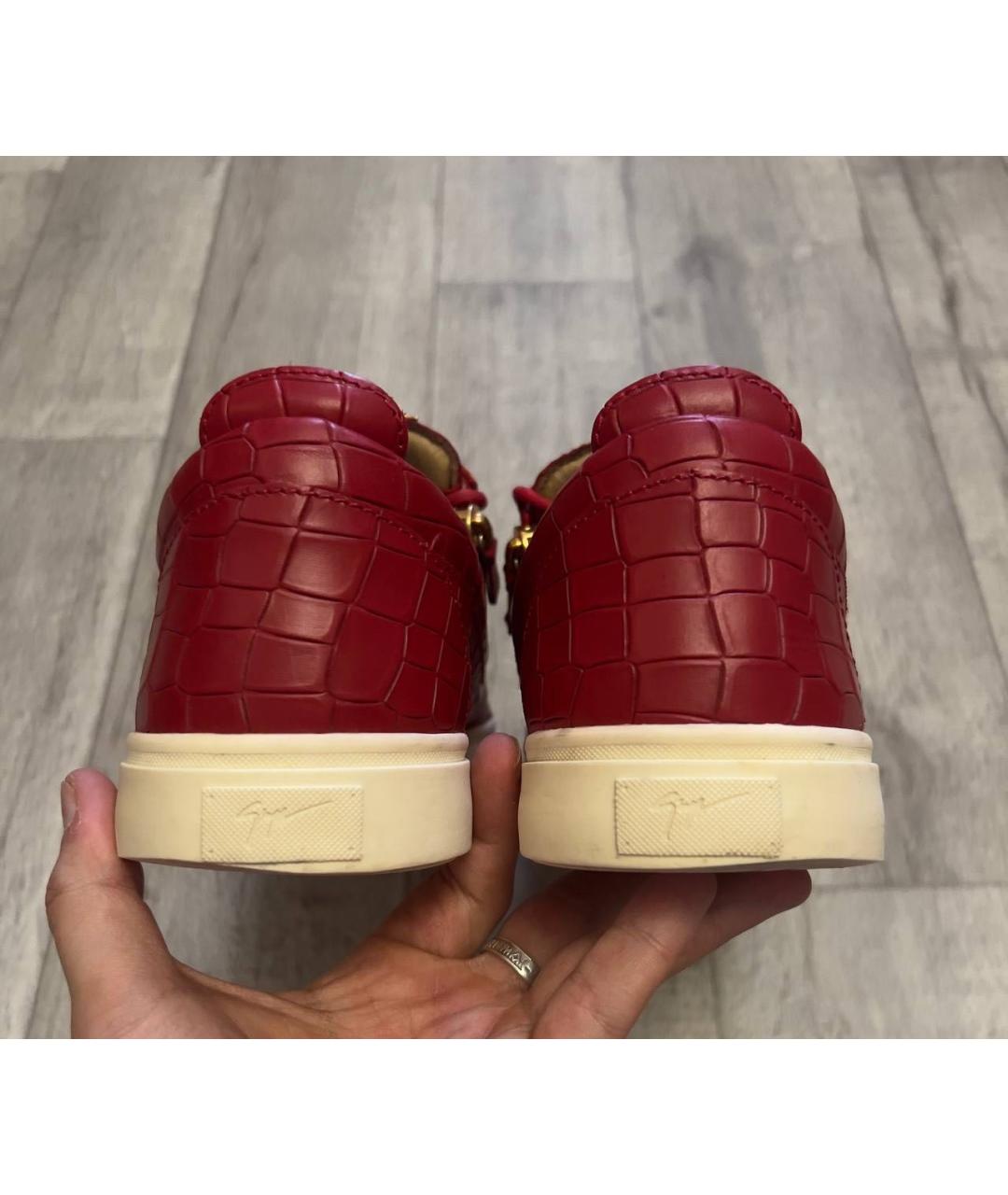 GIUSEPPE ZANOTTI DESIGN Красные кожаные низкие кроссовки / кеды, фото 6