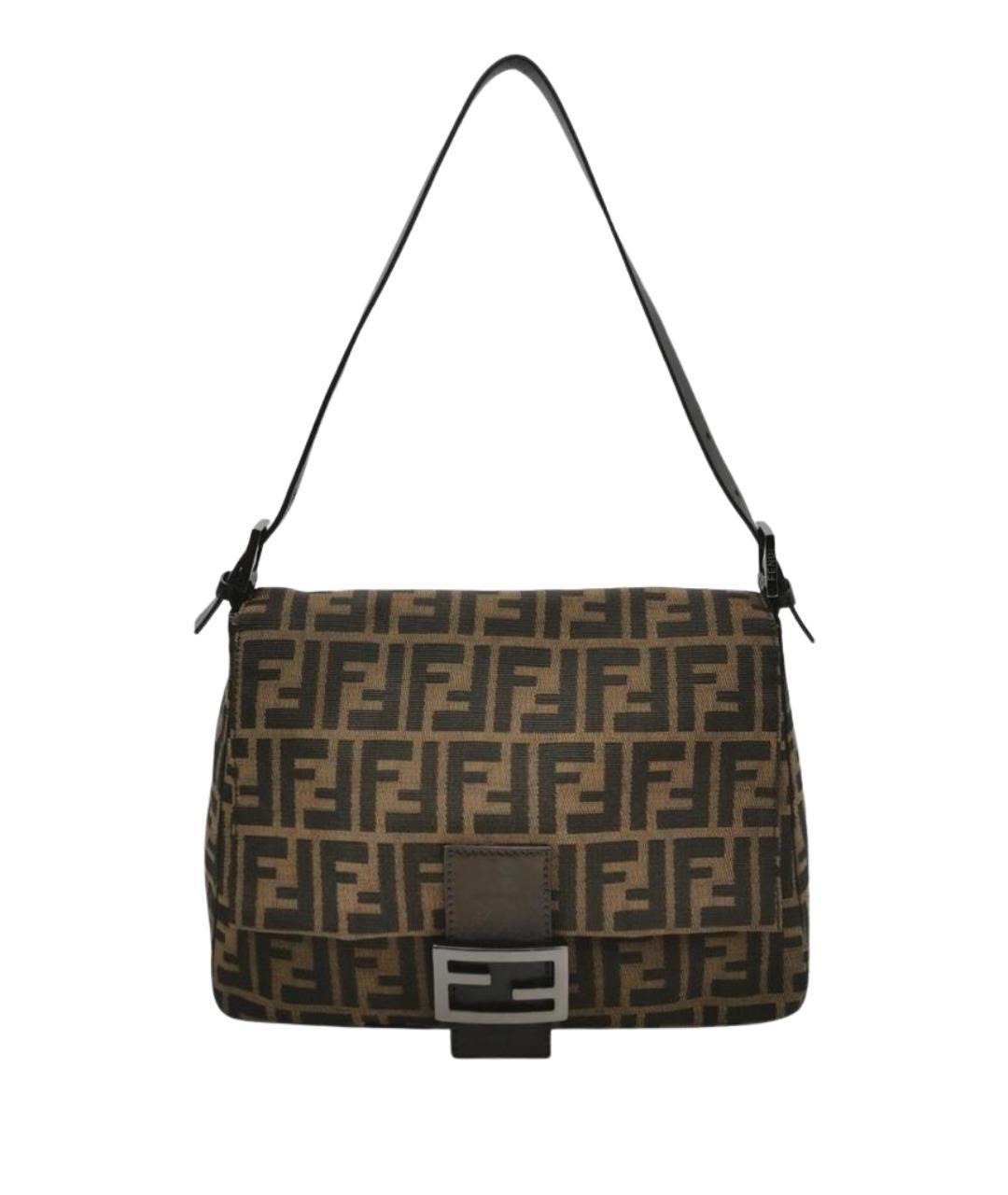 FENDI Коричневая жаккардовая сумка через плечо, фото 1