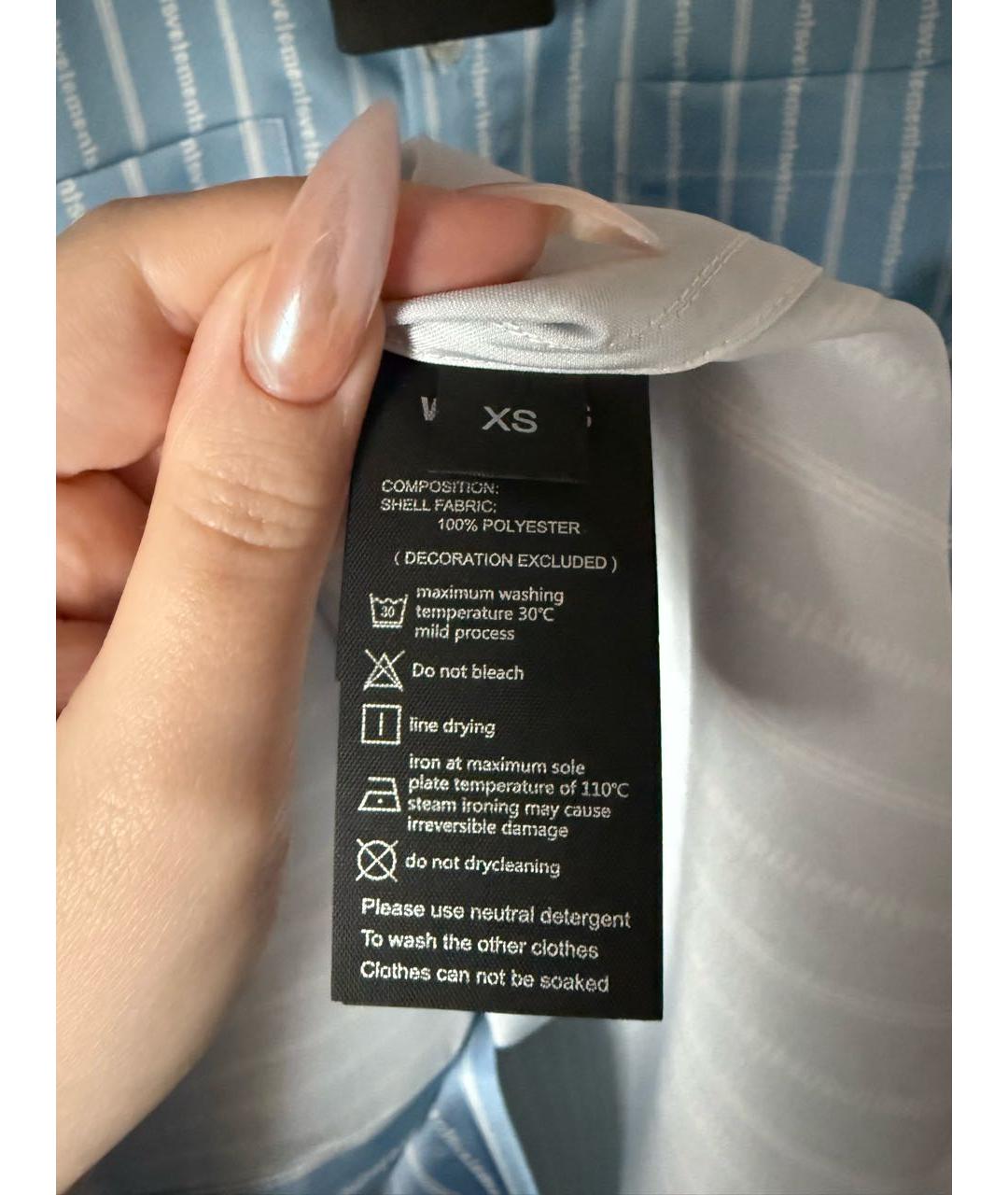 VETEMENTS Голубая полиэстеровая рубашка, фото 5