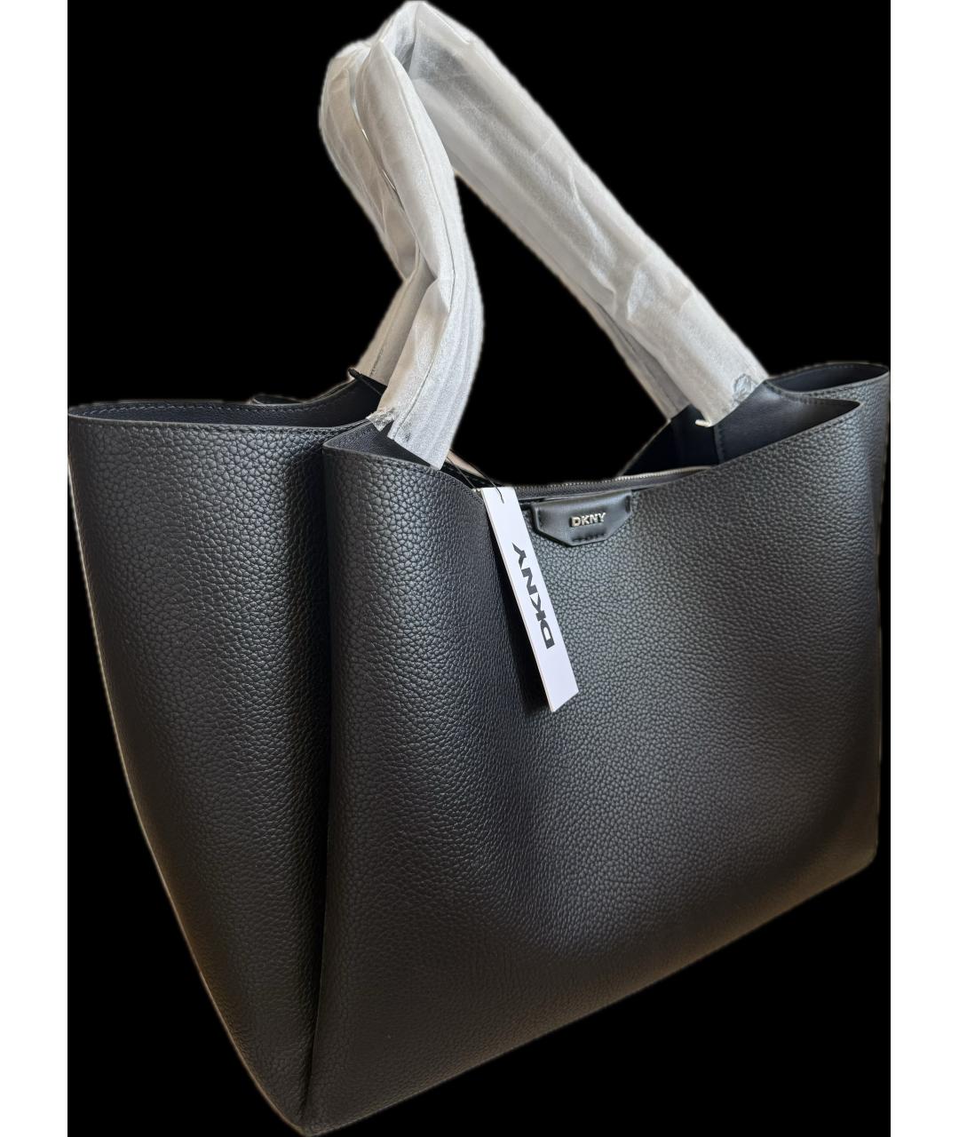 DKNY Черная сумка с короткими ручками из искусственной кожи, фото 2