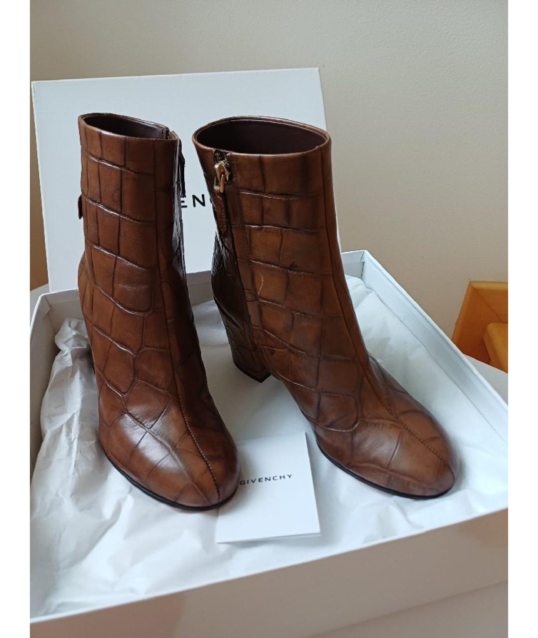GIVENCHY Коричневые кожаные ботильоны, фото 4