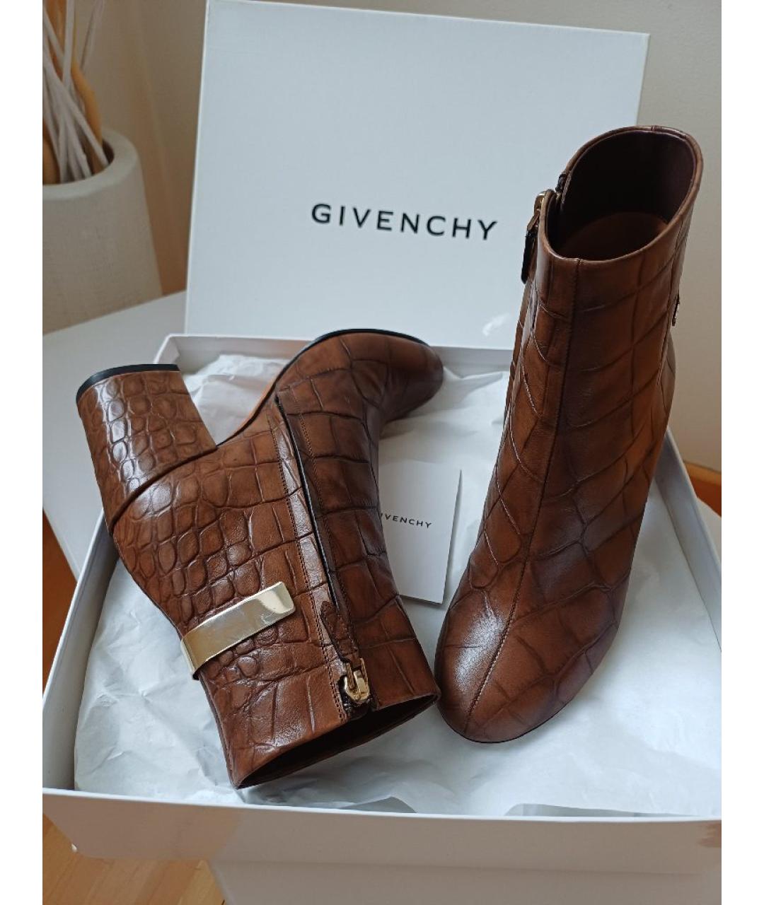 GIVENCHY Коричневые кожаные ботильоны, фото 3