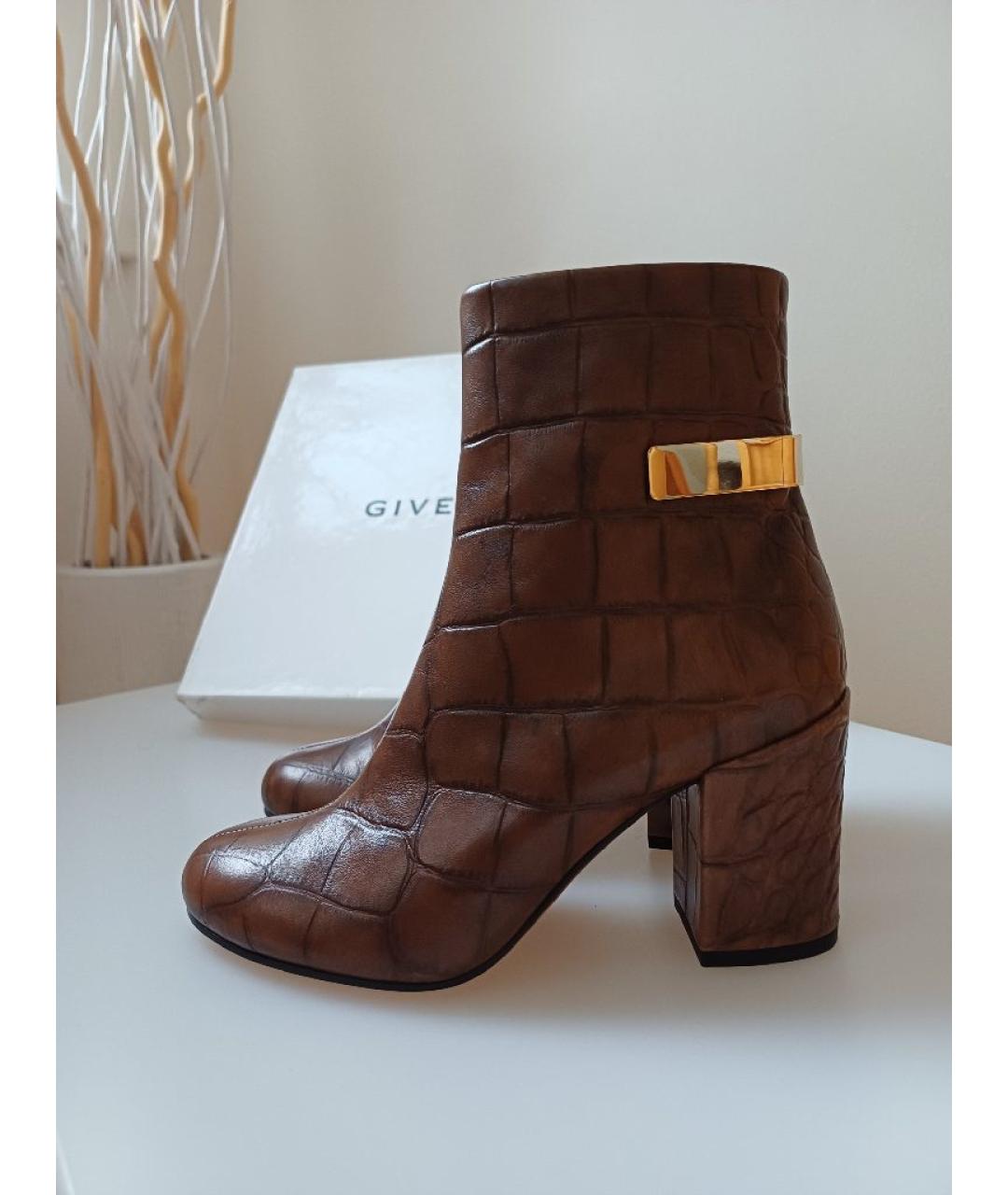 GIVENCHY Коричневые кожаные ботильоны, фото 5