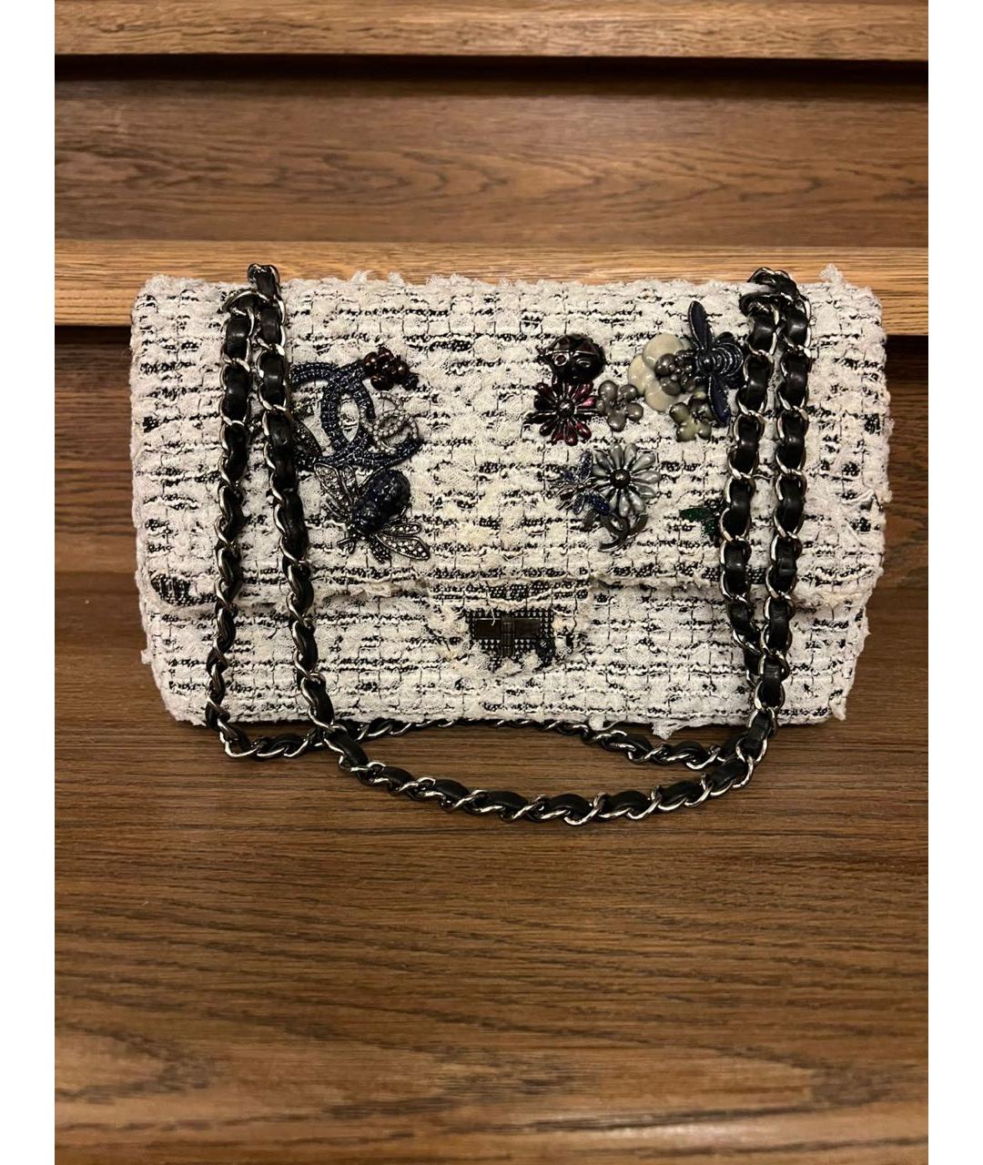 CHANEL Белая твидовая сумка через плечо, фото 7