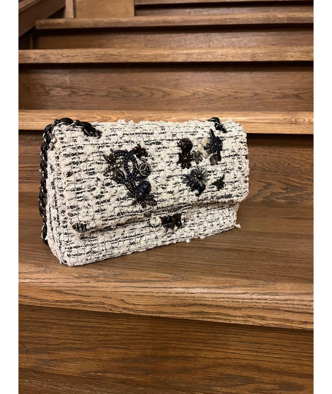 CHANEL Белая твидовая сумка через плечо, фото 2