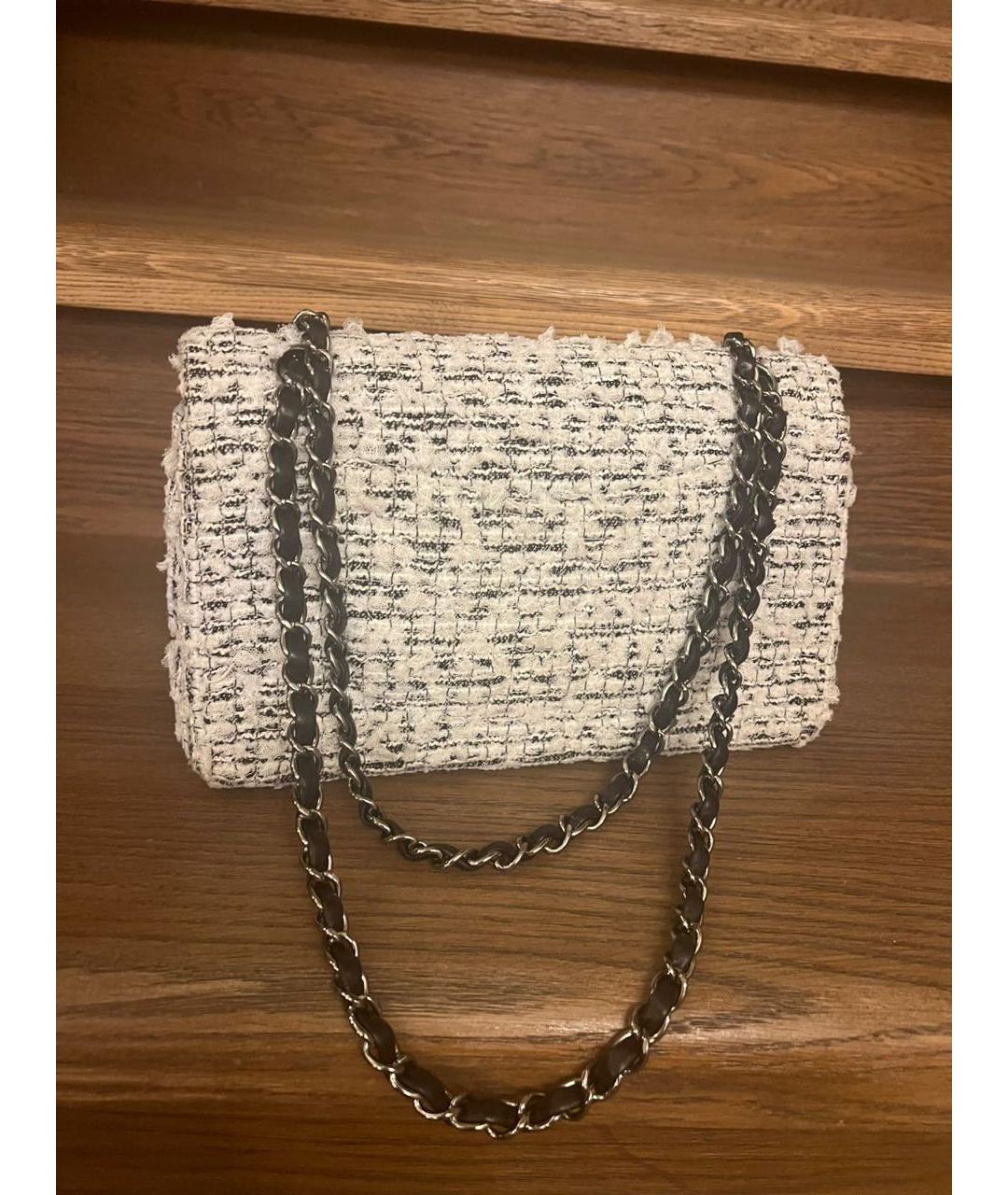 CHANEL Белая твидовая сумка через плечо, фото 3