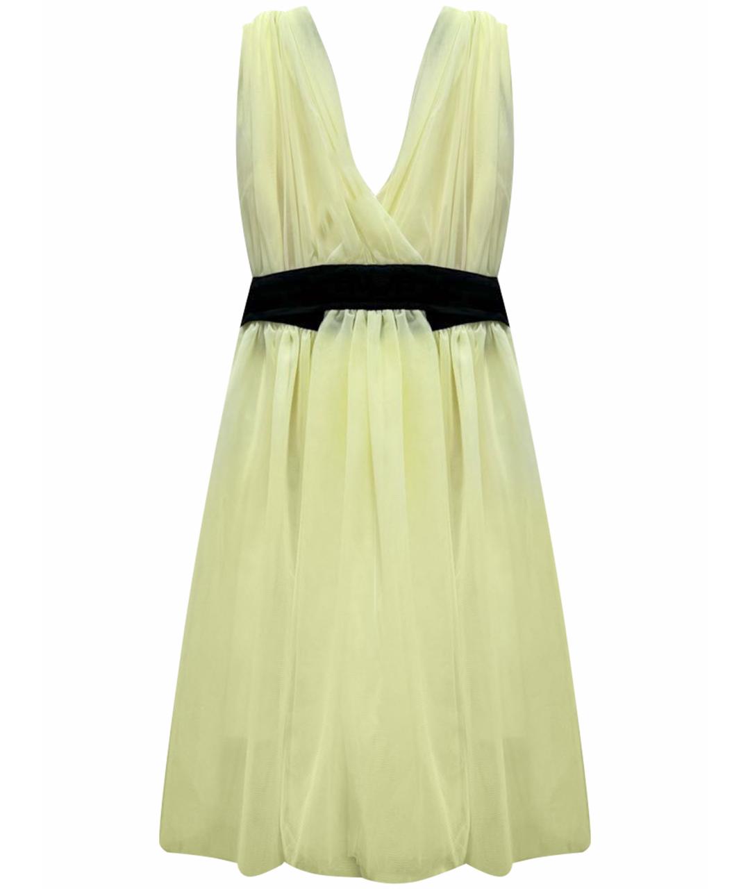 PINKO Желтое вискозное коктейльное платье, фото 1