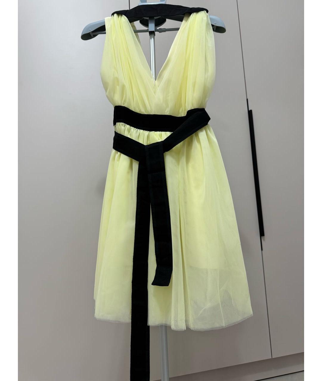 PINKO Желтое вискозное коктейльное платье, фото 2