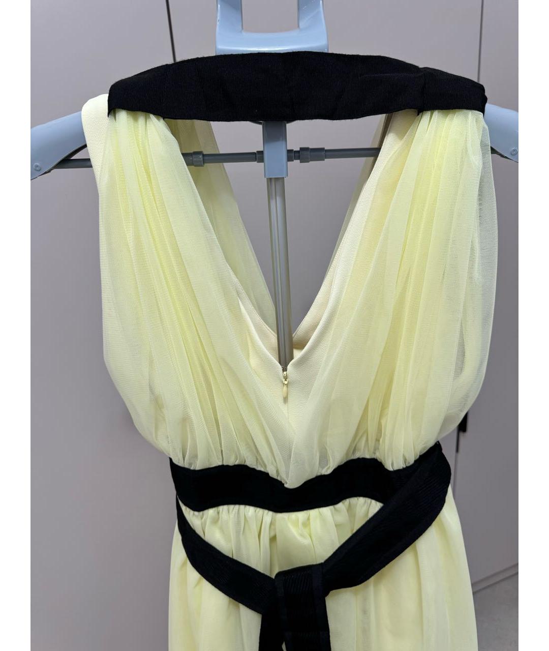 PINKO Желтое вискозное коктейльное платье, фото 4