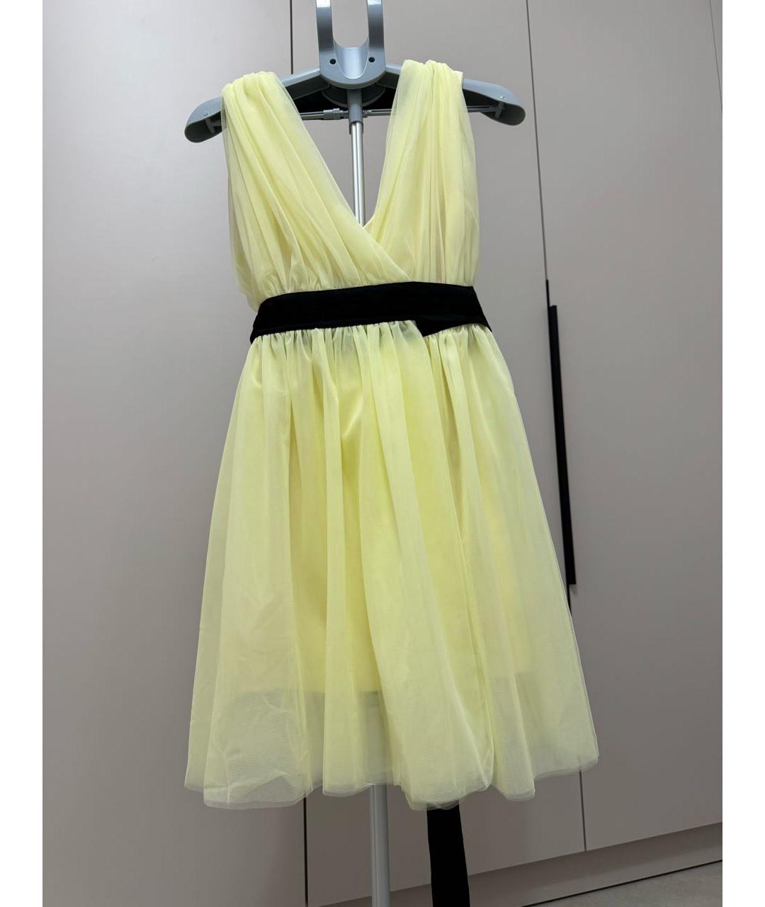 PINKO Желтое вискозное коктейльное платье, фото 7