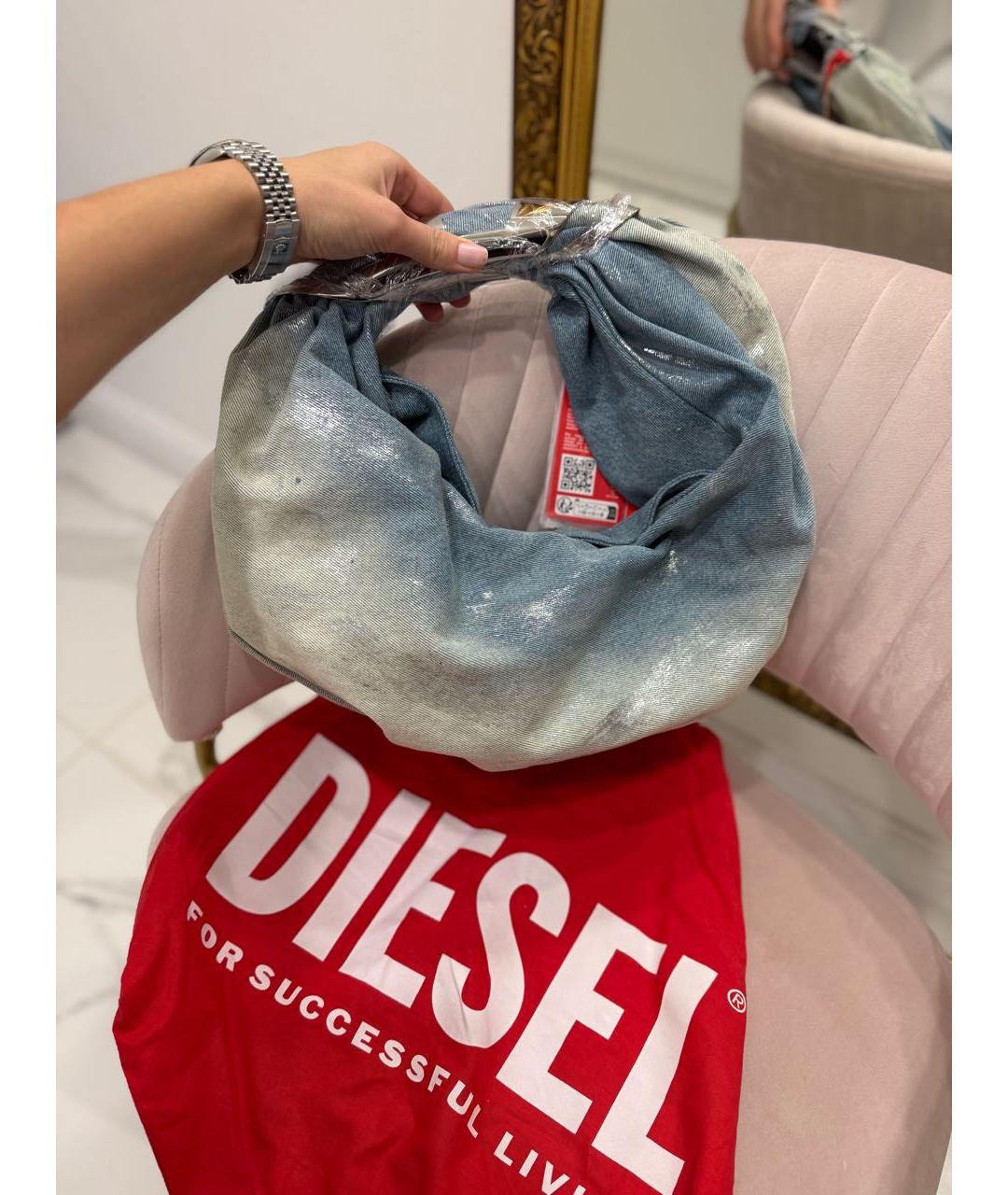 DIESEL Голубая деним сумка с короткими ручками, фото 5