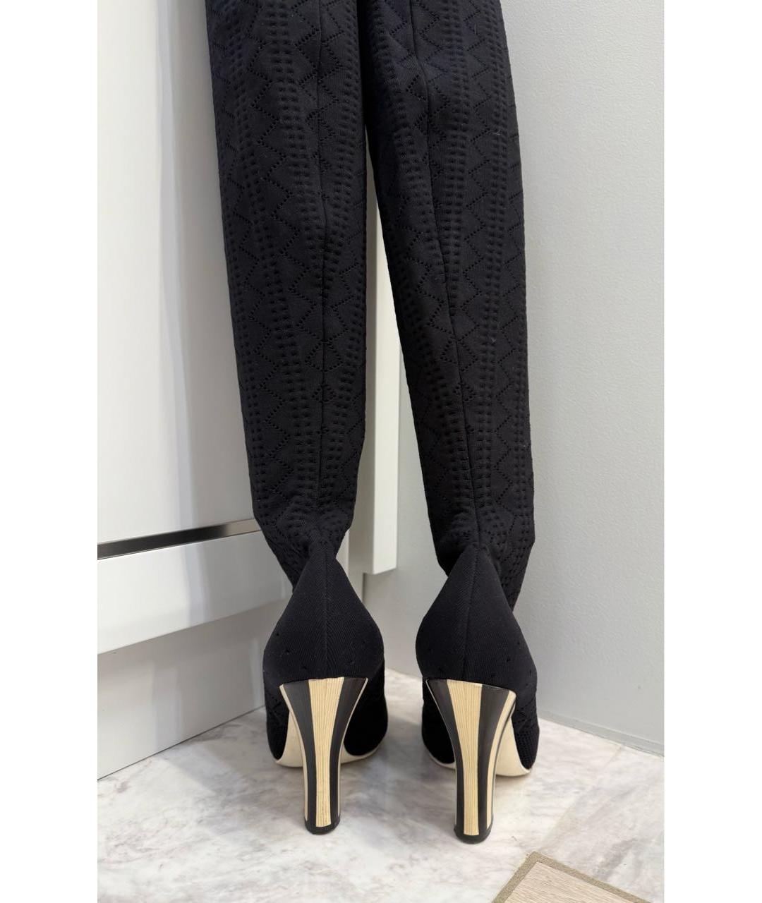 FENDI Черные текстильные ботфорты, фото 4